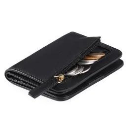 محفظة محفظة RFID Money Clips حظر صغير صغير مضغوط Bifold Luxury Leateine ​​Leather Pocket Wallet Ladies Mini Presh مع نافذة هوية