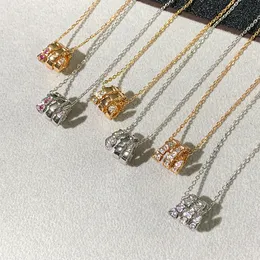 18K Gold Gümüş Klasik Yılan Tasarımcı Kolyeler Kadınlar için Gül Altın Çift Çember Elmas Parlayan Kristal CZ Zircon Lüks Marka Kolye Kolye Suç Takıları