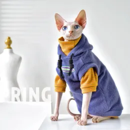 Kleidung C C Haarlose Katzenpullover Waffelmuster Herbst Winter Dicke warme Sphynx Katzen Kostüm Schal Shirt Haustier Kleidung Winter Kleidung für Katze