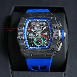 Größe Superclone 50x40mm Faser Chronographen Designer Carbon Watch Herren RM011-04 Fly-Back Herren Watch Skeletto Mechanik Armbanduhr RM11-03 90