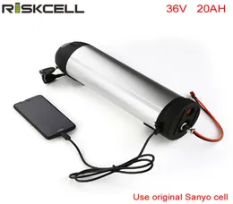 No taxes Water Bottle Shape Lipo Battery 36V 20Ah 500w bafang eBike Akku battery pack with Charger BMS USB Port For Sanyo cell1319815