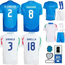 Nationalmannschaft Fußball 22 Nicolo Zaniolo Trikot 24 25 Männer Kid 10 Lorenzo Pellegrini 18 Nicolo Barella 9 Mateo Retegui 2 Giovanni di Lorenzo Fußballhemd Kits Yidali