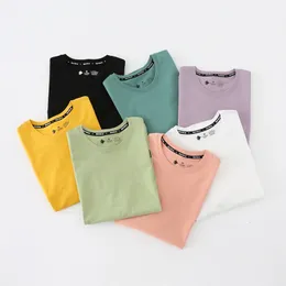Wavlatii Women 100 Cotton T Shirts Famina Green Fashion Oversaze Streetwear Tops a maniche corte per estate 240411