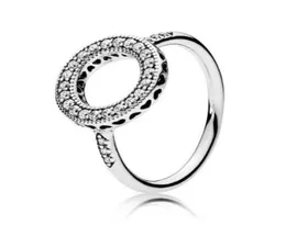 Original 925 Sterling Silver Ring Hearts of Halo com anéis de cristal para mulheres do presente de festas de casamento da Europa Jóias de moda1630128