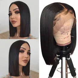 Human Hair Lace Front 13x4 Wigs Bob 130 كثافة البرازيلية البرازيلية البشرية البشرية قصيرة بوب شعر مستعار مستقيم الشعر الطبيعي 8412674