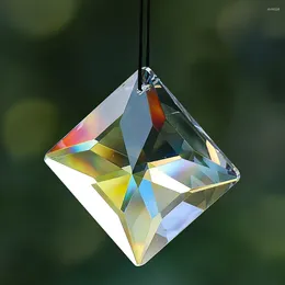 Dekorativa figurer 50mm Clear Square Hole Crystal Hanging Chandelier Glass Artwork Suncatcher Decoration Diy Home Decor Accessories