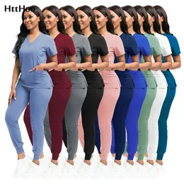 Scrubs Women Beauty Spa Uniform Pet Clinic Store Veterinary Dentinisty Work Roupas Conjunto de roupas de alta qualidade Uniforme uniformx 240418