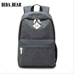 Mochilas DIDA Bear Fashion Canvas Mochilas grandes sacolas escolares para meninos meninos Bolsas de laptop para meninos Viagem Mochila Mochila Cinza Homens homens