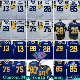 Custom 75th Throwback 75 Deacon Jones 1976 Maglie da calcio 13 Kurt Warner 81 Torry Holt 21 Nolan Cromwell 10 Marc Bulger 36 Jerome Bettis 88 Torry Holt Eric Dickerson