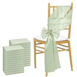 Sage Green 24pcs 17x275cm Cadeira de cadeira de cadeira Corrers Cobrem fitas para banquete de casamento decorações de eventos de chá de bebê 240407