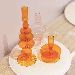 Candle Holders Nordic Glass Holder Home Decor Candles Jar Creative Bougeoir Birthday Desktop Ornament En Verre Room Decoration