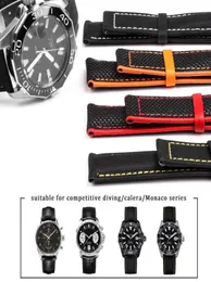 Nylon Mix Leather Canvas Watchband for Omega Speed Sea Master At150 19mm 20mm 21mm 22mm 23mm Watch Strap for Fifty Fathoms H09154491815