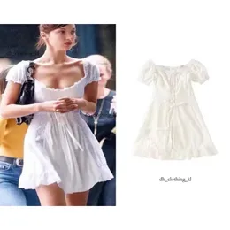 Designer Boho Loveshackfancy Dress Beige Short Sleeve Ruffles Slim Holiday Ins Bloggers Top Special Interest Mini Fashion Louiseviutionbag Dress Women 91