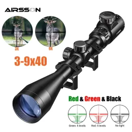 Scopes 39x40 Tactical Riflescope Optical Sight Green Red Illuminated Rifle Scope Airsoft Hunting Scopes for 11/20mm Rail Mount