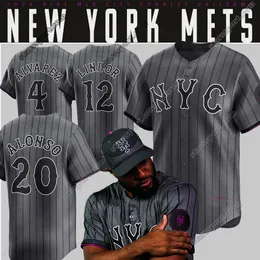 12 Francisco Lindor Mets 2024 City Connect Jersey Pete Alonso Kodai Senga NY Francisco Alvarez Edwin Diaz Brandon Nimmo Starling Marte Jeff McNeil Taylor Ramirez