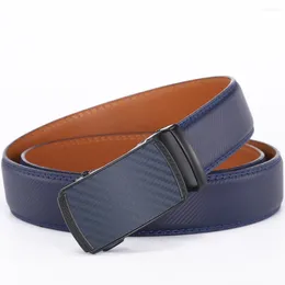 Cintos de luxo para homens Cow Conto de couro genuíno cinto masculino tira automática fivela estas marcas de designer de moda azul tamanho grande