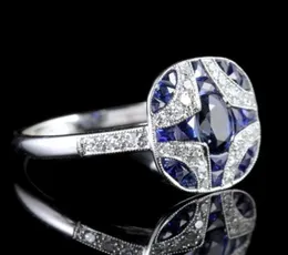 Anéis da faixa de casamento de joalheria para casais 925 Sterling Silver Sapphire Retro Diamond Rings preenchidos no engajamento feminino1036452