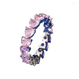 Anelli a grappolo Spring Qiaoer 925 Vero argento 5 mm 5 mm Anello di diamanti da laboratorio in quarzo a forma di cuore per donna Besta di gioielli da sposa