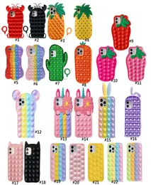 Push Toys Phone Cases Games Novelty para telefones 12 mini Pro 11 xr xs max x 8 7 6 Rainbow de silicone macio