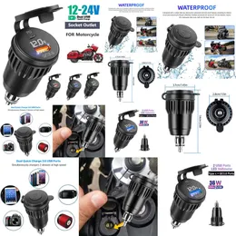 Новый тип C Motorcycle USB -зарядное устройство с вилкой Voltmeter Din Hella до QC3.0 Quick Charge 3.0 USB -зарядное устройство для