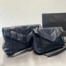 Kvinna väska handväska toppkvalitet loulou puffer quiltad y läder axel designer väska leksak svarta kedjor crossbody mini handväska s handväskor