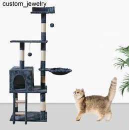 猫の家具スクラッカーMtilevel Tree Tower屋内の家のおもちゃのおもちゃの居心地の良いコージーコンドミニアムハンモックとワイドトップペーリーのための投稿