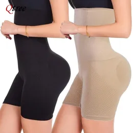 Qtree plus size xs5xl hög midja tränare formade korsett kvinnor kropp shaper byxor bantning mage kontroll shorts magen trimmer 240420