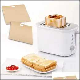 기타 베이크웨어 토스터 가방 구이 치즈 샌드위치 재사용 가능한 비 스틱 베이크 토스트 빵 가방 전자 레인지 난방