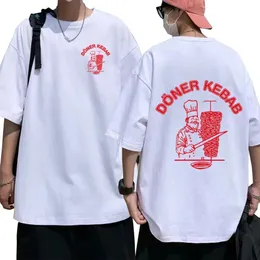 Кебабская футболка донера Смешная графическая футболка мужская хлопок негабаритный короткий рукав футболки готики Harajuku Summer Unisex Streetwear 240419