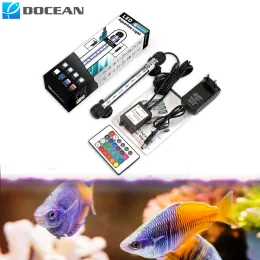 Akvarier DOCEAN EU/UK/PLUG 18CM 2W RGB AKVARIUM FISK TANK Lätt vattentät 5050 SMD LED -stång Lätt fisklampa Submerible Remote Controller