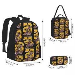 Rucksäcke LeBron James The King Rucksacks Jungen Mädchen Buchbag Kinder Schultaschen Cartoon Kinder Rucksack Lunchtasche Stift Tasche Dreie -Set Set