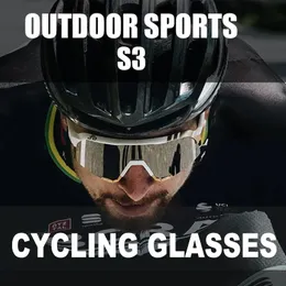 S3 Cycling Glasses Outdoor Sports Sunglasses Mountain Bicycle Men Women Speed Road Bike Goggles Eyewear TR90 with Box 240419
