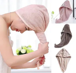 Local stock 100 Cotton Hair Quick Drying Towel Turbie Wrap Loop Button Bath Turban6178220