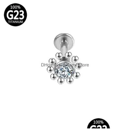 Labret Lip Piercing Jeia Septum Clicker Stud Y Charming G23 Zircon Tragus Titanium Ball Helix Brincos do corpo entrega DHRNP