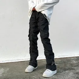 Sets com calças Man Harajuku punk masswear preto roupas de moda de hip hop calças táticas casuais y2k gótico alargado 240412