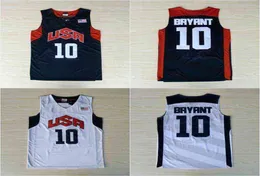 خياطة 10 Bryant لكرة السلة Jersey Mens USA Dream M Jersey Stitched Blue White Sleeve Shirt S-XXL5643808