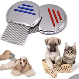 개 벼룩 진드기 치료 손질 터미네이터 Lice Comb Stainless Steel Louse 헤드 레이스 치료 헤어 제거 DHZ2G에 효과적으로 제거