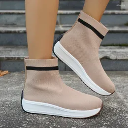 Casual Shoes For Women Sleeve Women's Boots Autumn Round Toe Solid Breattable Mesh Short Barrel Low Heel Stretch Boots2024