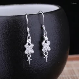 Dangle Earrings 925 Sterling Silver Women Drop 5-10mm Round Bead Or Pearl Semi Mount Trendy Fine Jewelry Wholesale