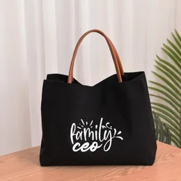 Alışveriş çantaları Aile CEO'su Tote Çanta Kadın Lady Canvas Anne Büyükannesi Nana Mimi Gigi Anneler Günü için Hediyeler Bebek Duş Plajı Seyahati Özelleştir