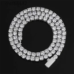 Spring Buckle Tennis Chain Counglace Single Row Full Diamond Mens Mens Hip Hop Jewelry