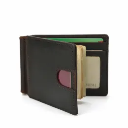 Clips Genuine Leather Money Clip for Men with Front Pocket Wallet Metal Clips with Stainless Steel Clip Men Money Holder Dollar