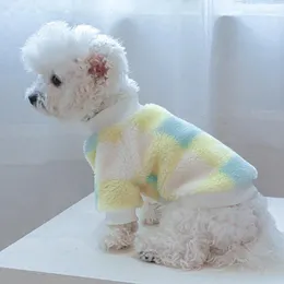 Dog Apparel Autumn e Winter Pet Clothes Moda Plaid Sweater Pequeno pulôver quente de tamanho médio Chihuahua Yorkshire Poodle