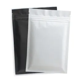 Bolsas 50pcs foste preto branco térmico plástico plástico de boca plana ziplock saco de embalagem Smidos de alumínio Sacos de ziplock mylar ziplock