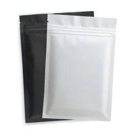 Torbalar 50pcs Mat Siyah Beyaz Isı Sızdırmaz Plastik Düz Ağız Ziplock Ambalaj Çanta Koku Kanıtı Alüminyum Folyo Mylar Ziplock Çanta