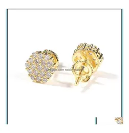 Orecchini per borchie Gioielli 925 SIER ESAGONO DROP 1 PACCIO CAPFIATO INCAVIDO Diamond Micro Pave Cubbico Orecchie da zircone Cucciole Uomini Donne Donte Regali 7616251