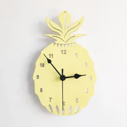 Wall Clocks INS Nordic Pineapple Clock Children's Room Wooden Silent Decoration
