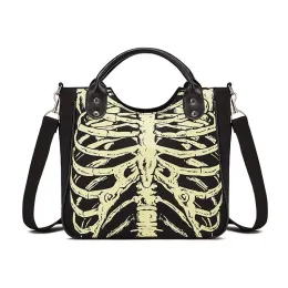 Bolsas JIEROTYX Bolsa punk gótica preta pacote pacote de grife envasão de bolsa de ombro único impressão de halloween pacote noctilucent