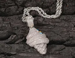 Примолосное мороженое конусное ожерелье для мужчин Женщины Хип -хоп дизайнер роскошной дизайнер Bling Diamond Dessert Pendants Silver Chain Jewelry4900064