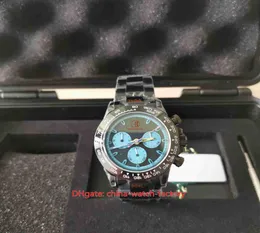 Con cassetta per la valigia orologio da uomo 40mm x 13mm Cosmograph Blaken Black Pvd Case Watch Cronografo CAL4130 Movimento MECCANICA AUTOMAT8814094